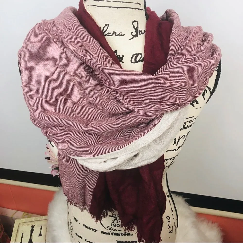 Multicolor color block blanket scarf‎